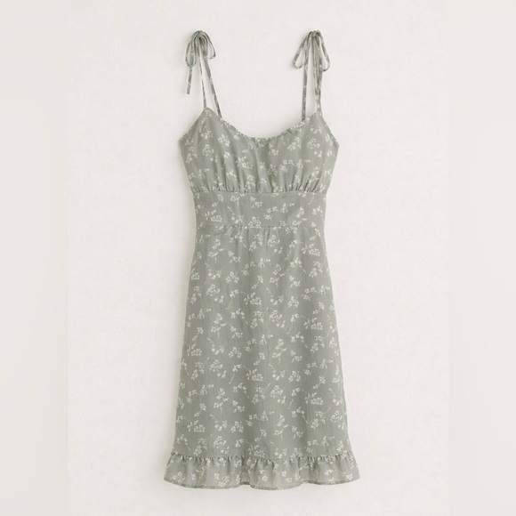 Abercrombie & Fitch Sage Floral Ivy Ruffle Mini Dress | Size L | Pockets - Picture 6 of 9